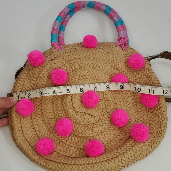 Straw Studios Pink Pom Pom straw bag - Picture 8 of 11
